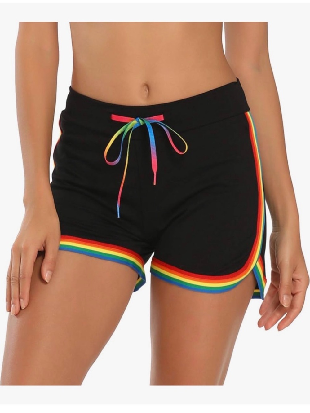 Amazon Black Athletic Shorts with Rainbow Trim